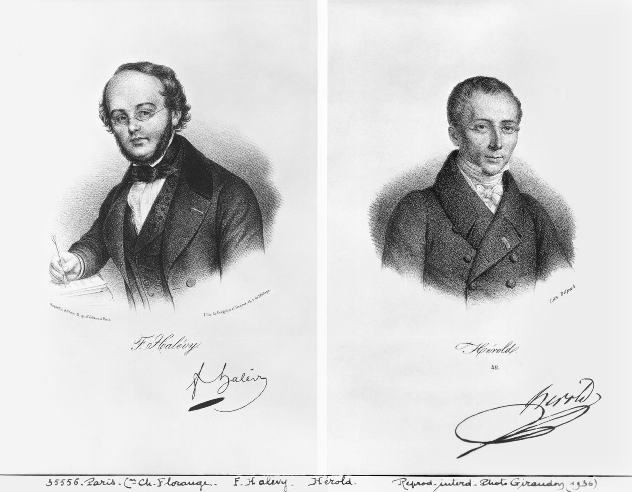 Jacques Fromental Halevy (1799-1862) ja Ferdinand Herold (1791-1833) tekijältä Francois Seraphin Delpech