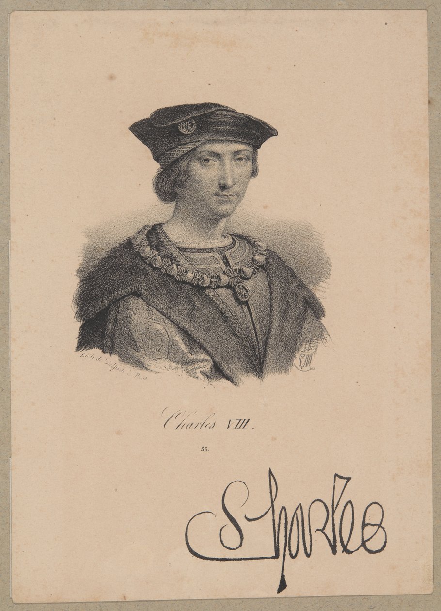 Kaarle VIII (1470 Amboise – 1498 Amboise) – Ranskan kuningas vuodesta 1483 Valois-dynastiasta tekijältä Francois Seraphin Delpech