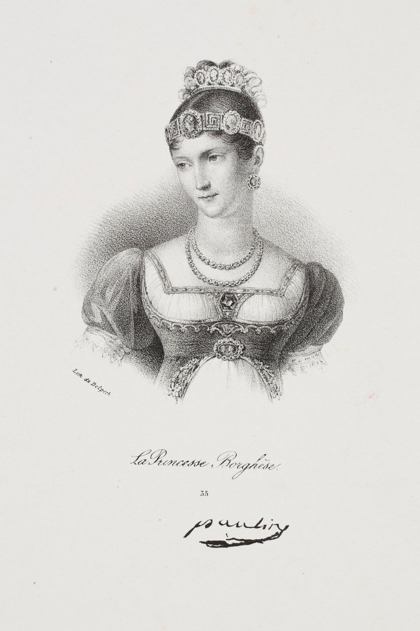 Prinsessa Pauline Borghesen (Marie Paulette Bonaparte) muotokuva tekijältä Francois Seraphin Delpech