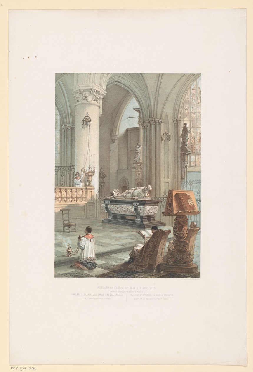 Sint-Michiel-en-Sint-Goedelekathedraal Brysselissä ja Ernst van Oosternijkin hauta Pyhän Gudulen kirkon sisustus Brysselissä (arkkiherttua Ernest d