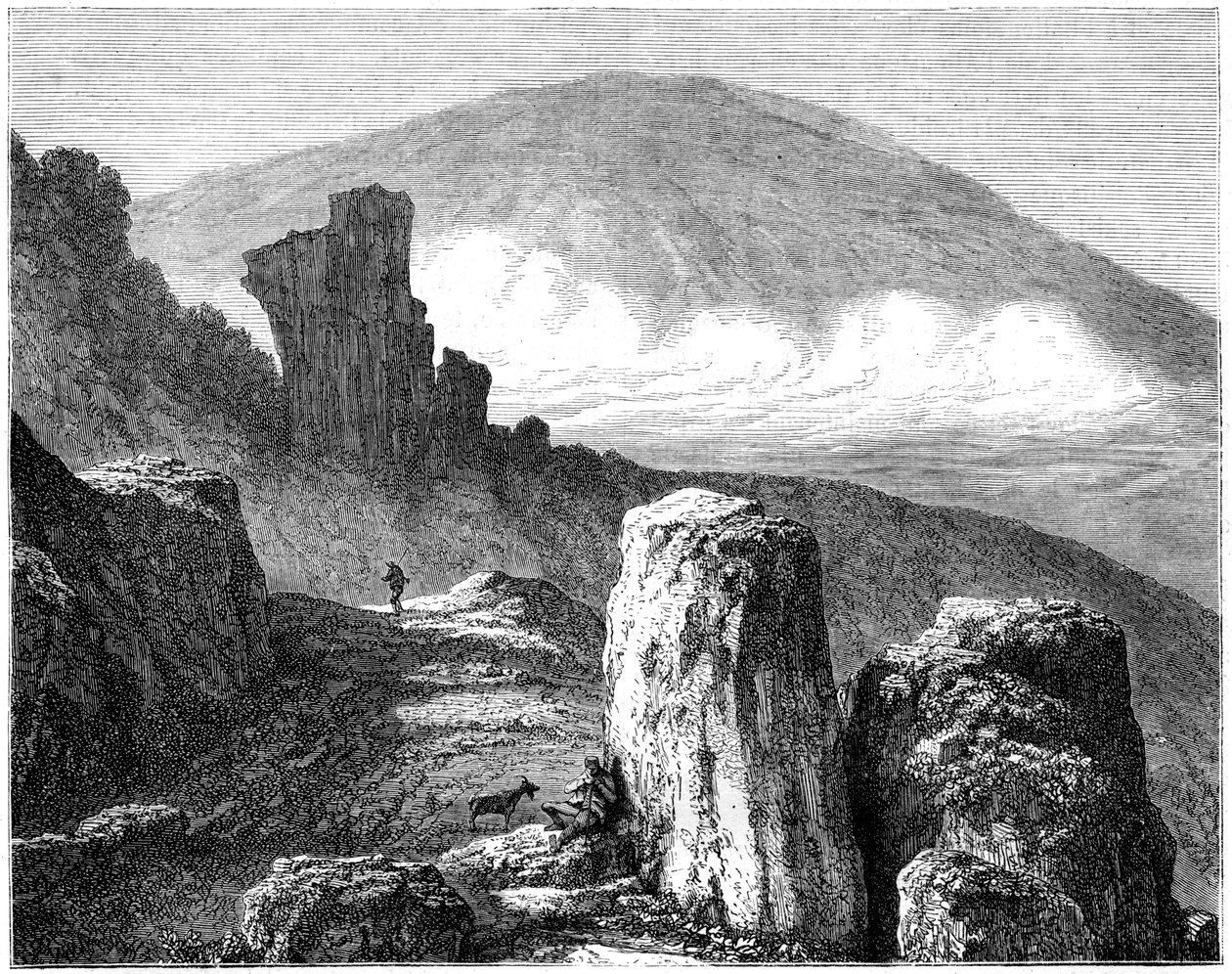 Brocken tai Blocksberg, Harz-vuoret, Saksa, 1800-luku tekijältä Francois Stroobant