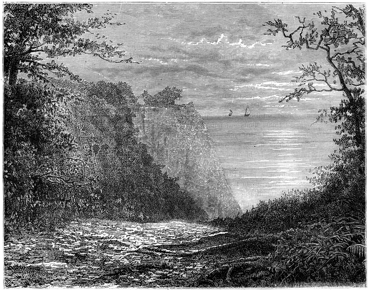 Kalkkikalliot Königsstuhlissa, Rügenissä, Saksassa, 1800-luku. tekijältä Francois Stroobant
