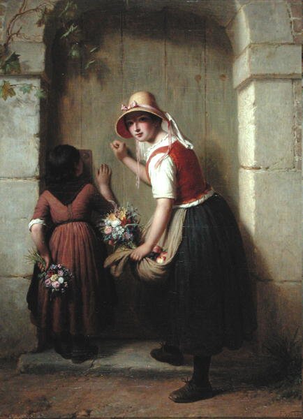 The Flower Sellers (öljy kankaalle) tekijältä Francois Verheyden