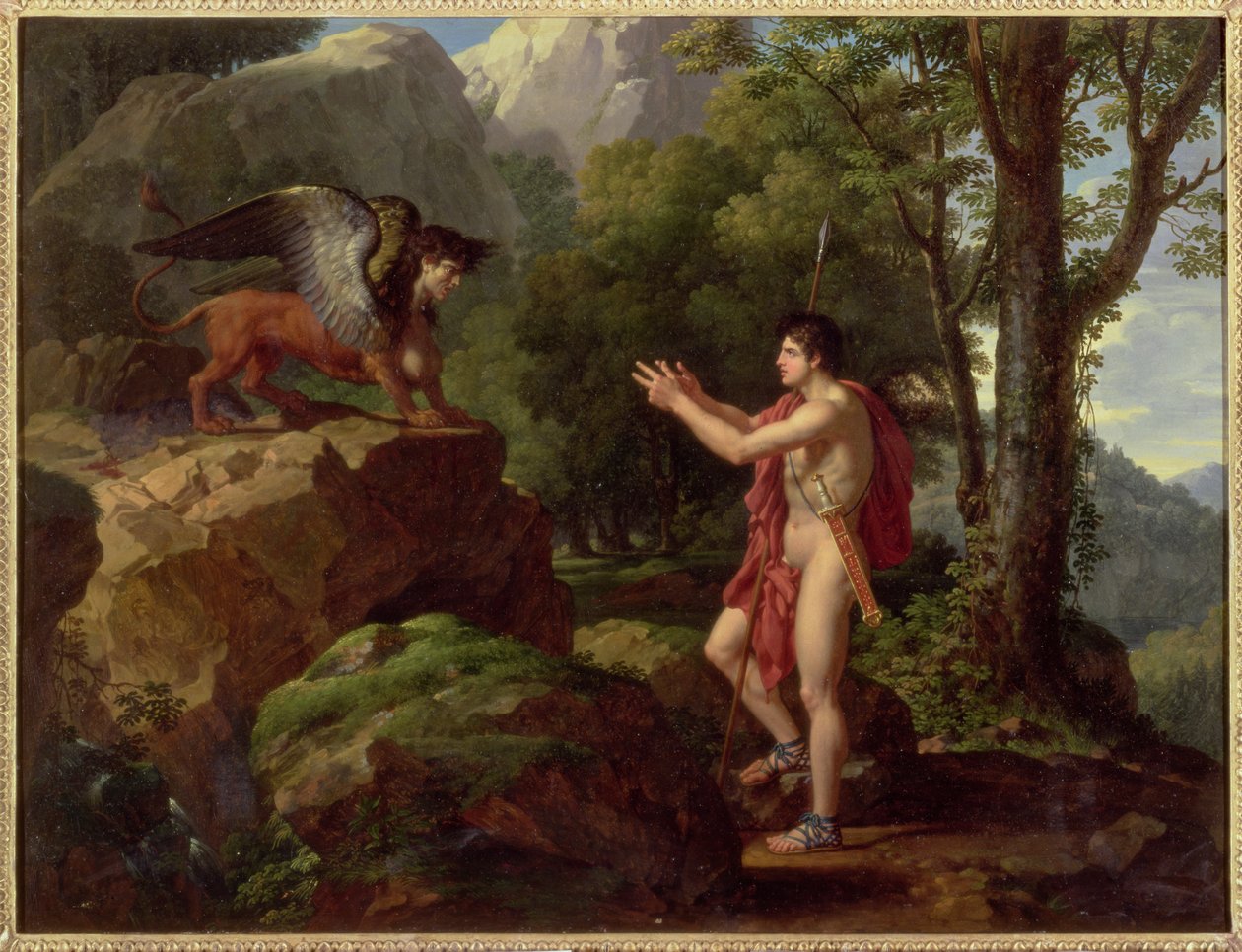 Oidipus ja Sfinksi, n. 1806-08 tekijältä Francois Xavier Fabre