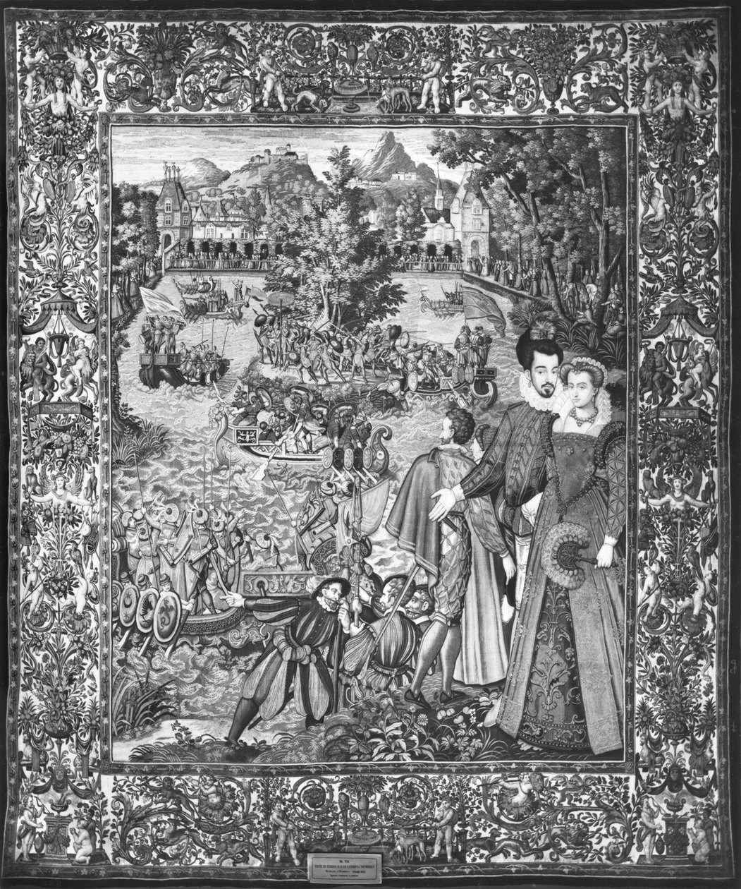Henri III (1551-89) ja Louise de Lorraine (1553-1601) vesifestivaali Brysselissä, n. 1580 tekijältä Francois after Quesnel