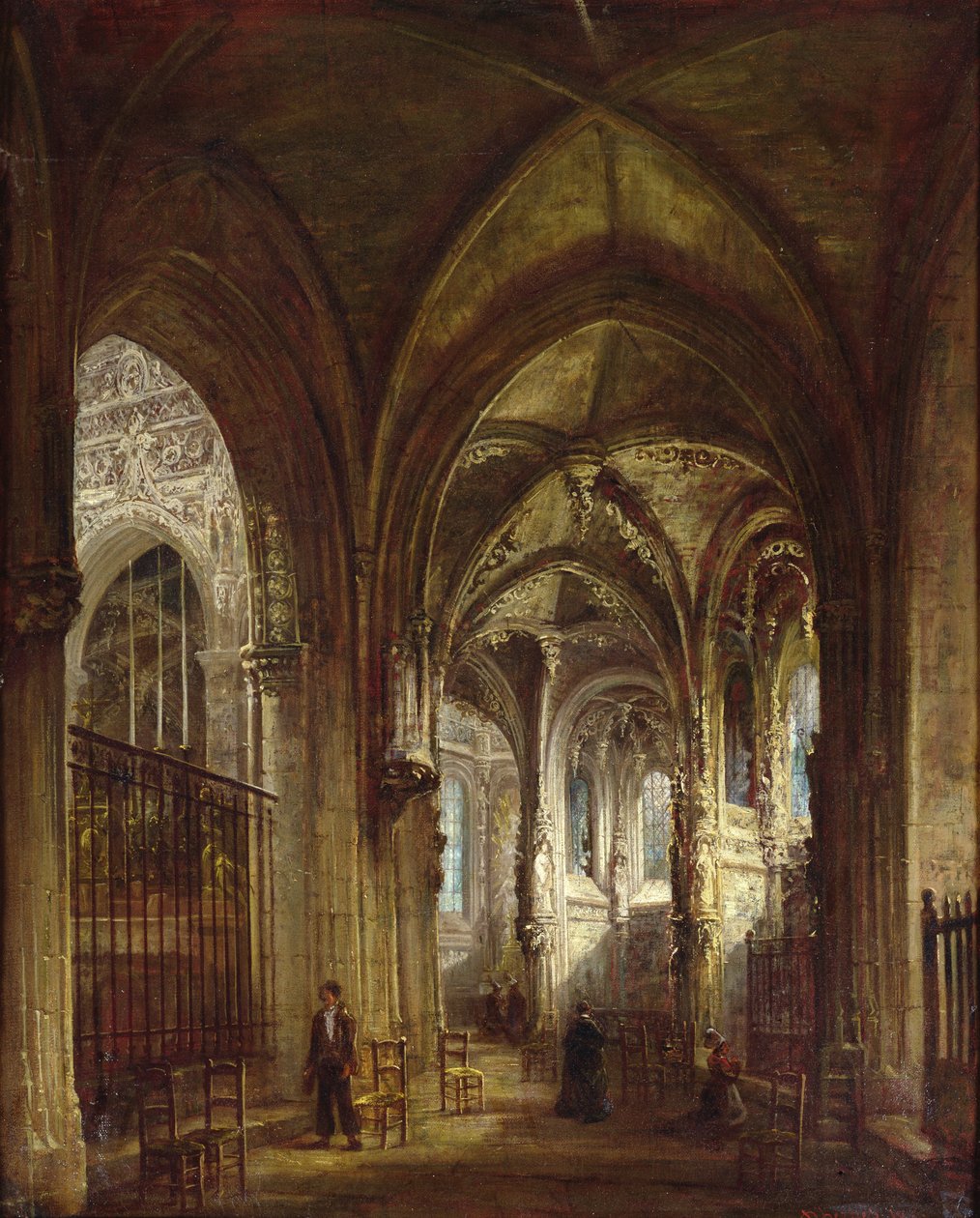 Pyhän Pierren kirkon sisätilat, Caen, 1861. tekijältä Francois d