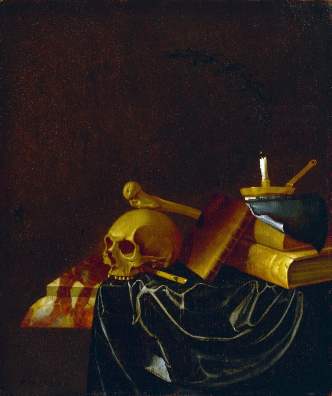 Vanitas, 1692 (öljy tammilevylle) tekijältä Francois van Daellen