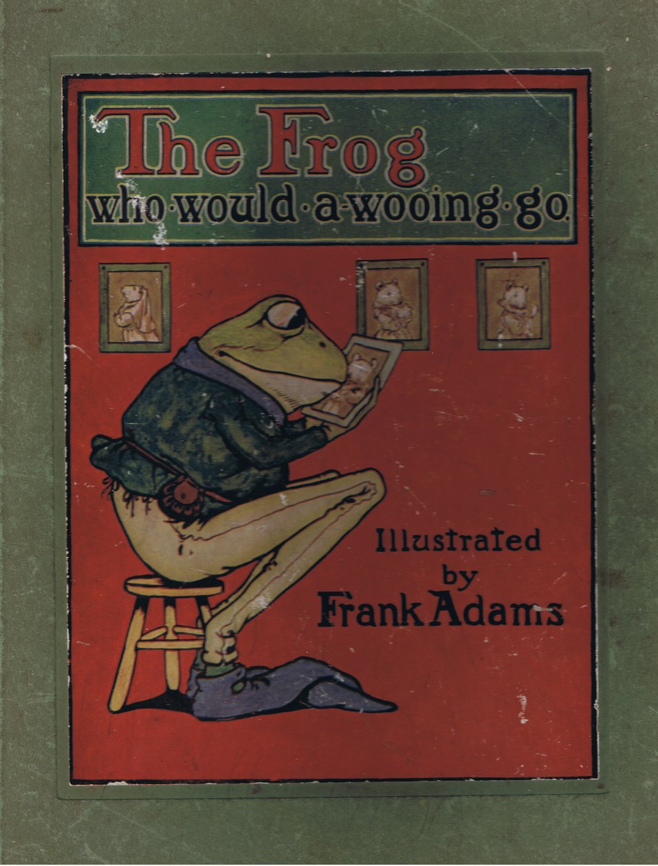 Etukannen kuvitus teoksesta "The Frog would a Wooing Go", kirjoittanut Charles H. Bennett, 1916 tekijältä Frank Adams