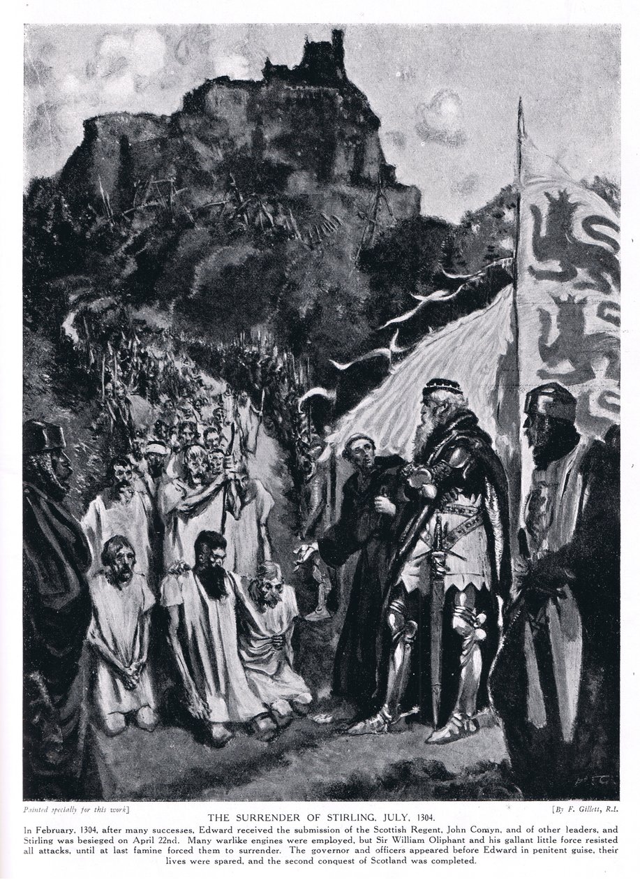Stirlingin linnan antautuminen; Heinäkuu; AD1304, 1920-luku tekijältä Frank Gillett
