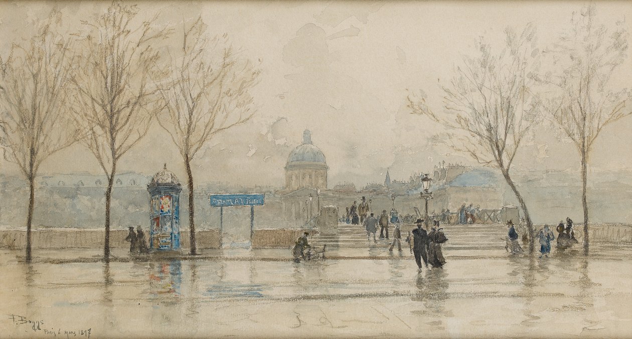 Pont des Arts, Pariisi, 6. maaliskuuta 1897 (wc paperilla) tekijältä Frank Myers Boggs