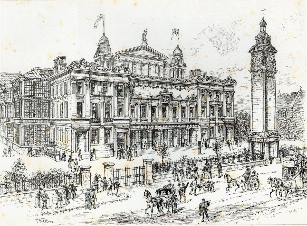 Kansan palatsin valmistuneet rakennukset Mile End Roadilla, East London, The Illustrated London News, 27. kesäkuuta 1891 tekijältä Frank Watkins