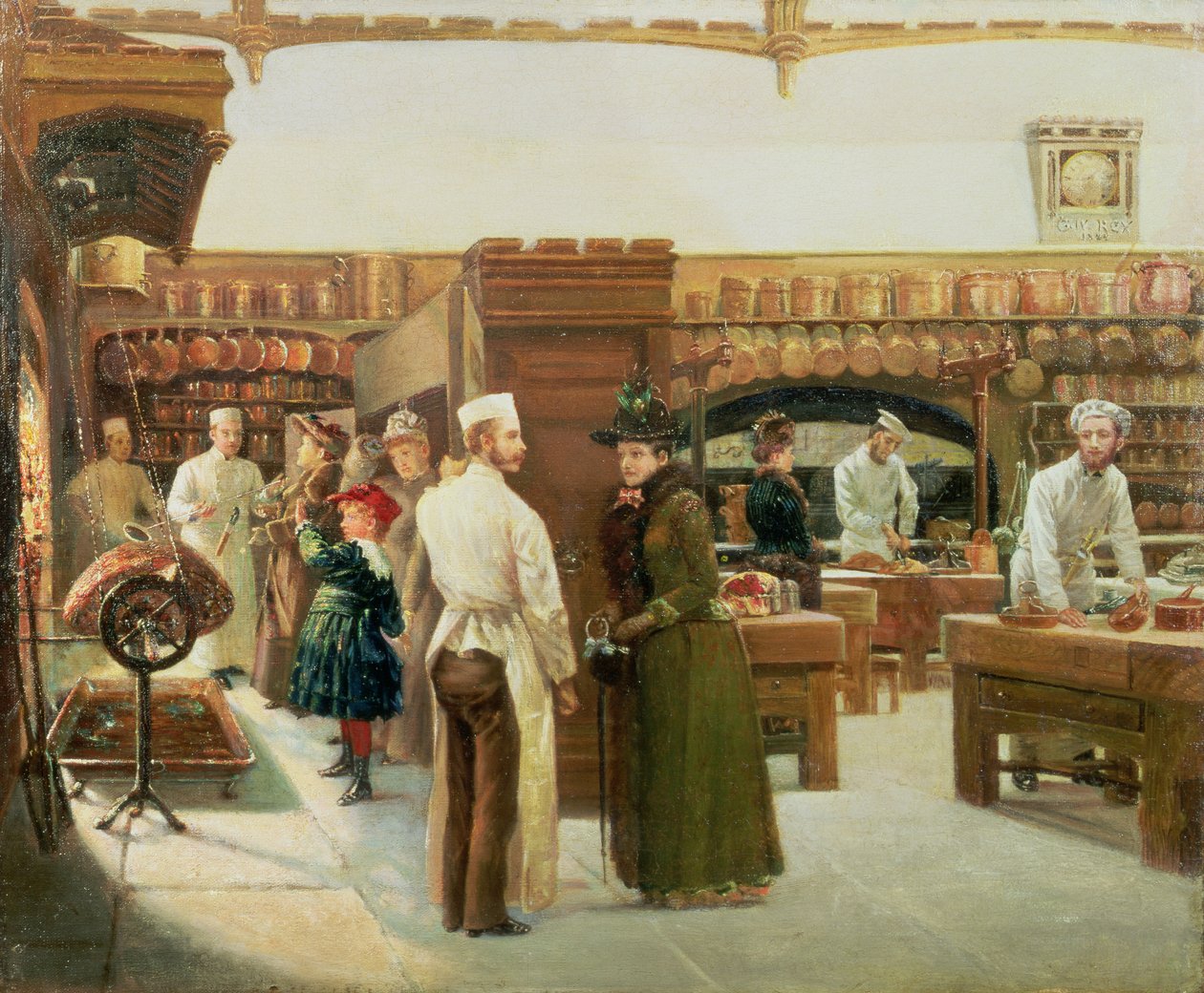 Windsorin linnan keittiön sisustuksen tutkimus kuninkaallisen perheen vierailulla, 1886 tekijältä Frank Watkins