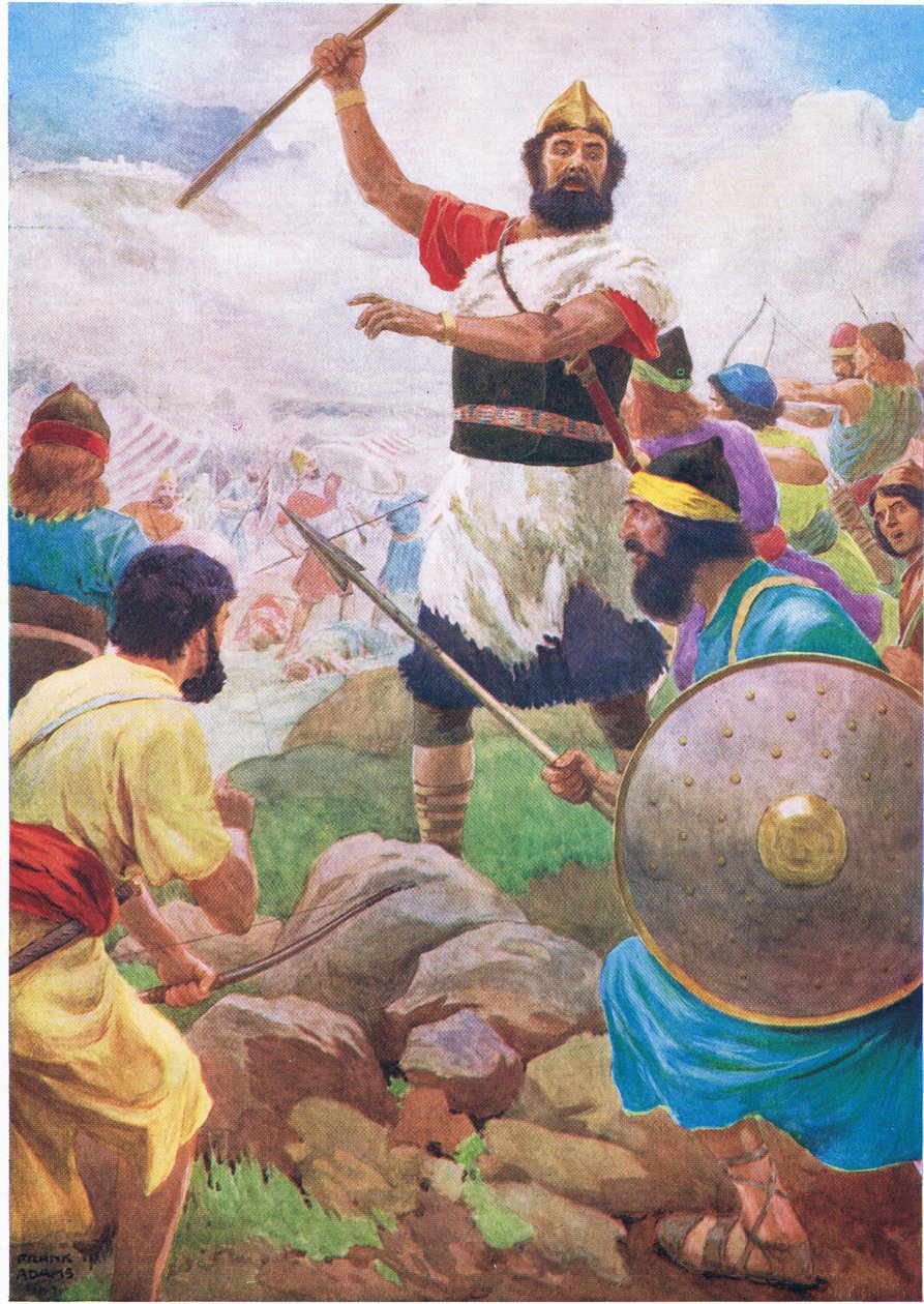Saul saa valtakuntansa, Thomas Nelsonin julkaisemasta Raamatun kuvakirjasta The Bible Picture Book, n. 1950. tekijältä Frank Adams