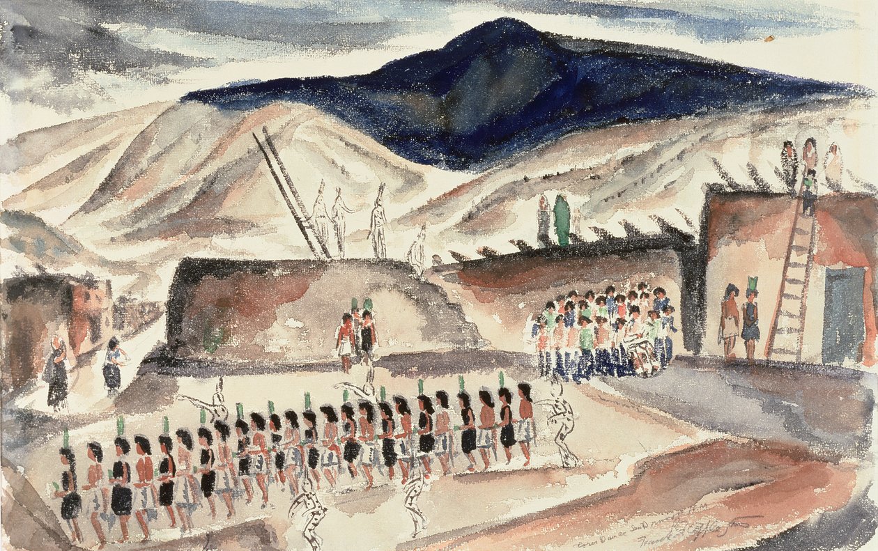 Green Corn Dance, Santa Domingo, N.M., ennen vuotta 1932 (wc paperilla) tekijältä Frank Applegate