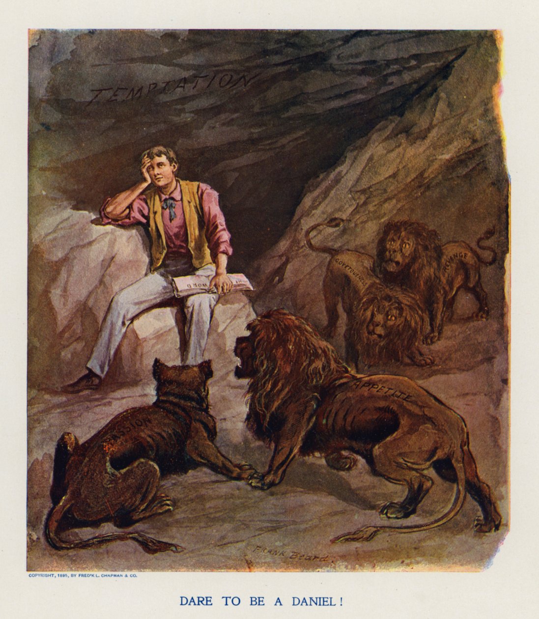 Uskalla olla Daniel! (värilitografia) tekijältä Frank Beard