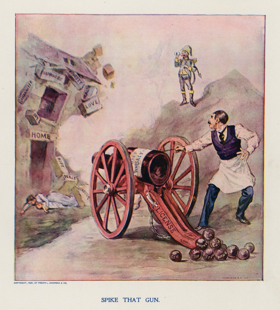 Pistä se ase pois! (värilitografia) tekijältä Frank Beard