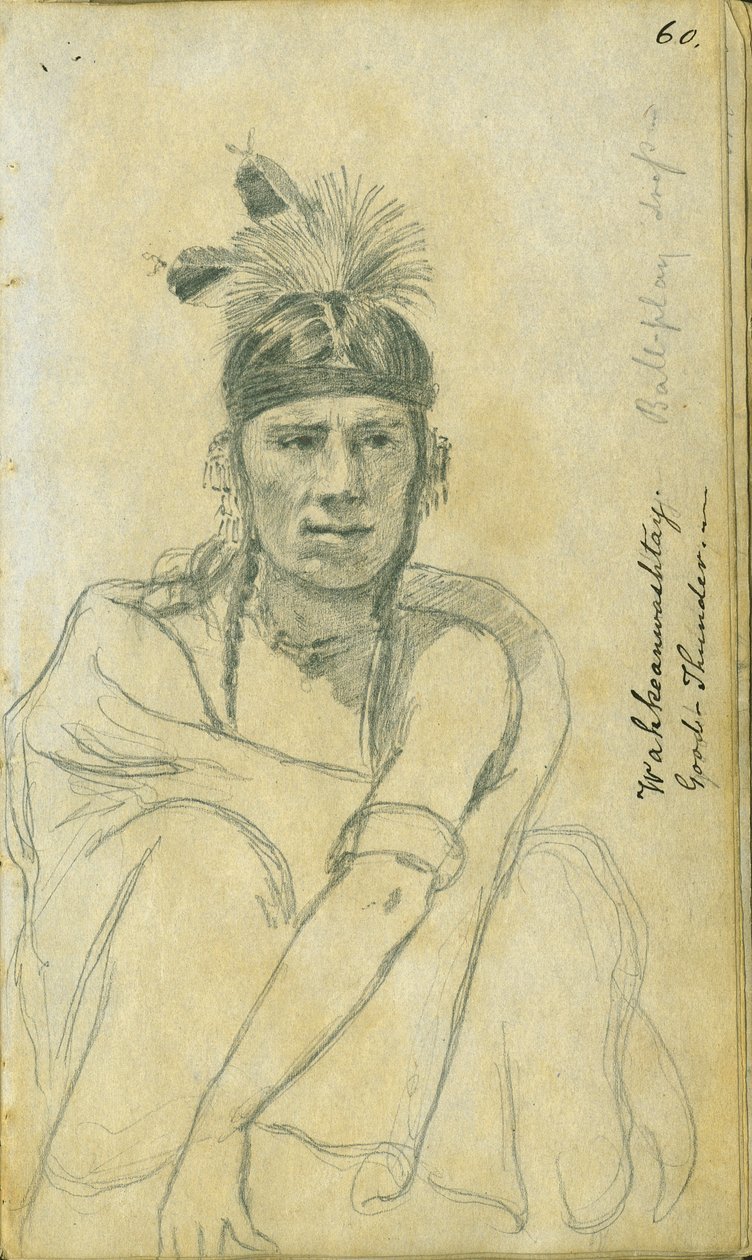 Muotokuva Good Thunderista pallonpelaajan puvussa, 1851 tekijältä Frank Blackwell Mayer