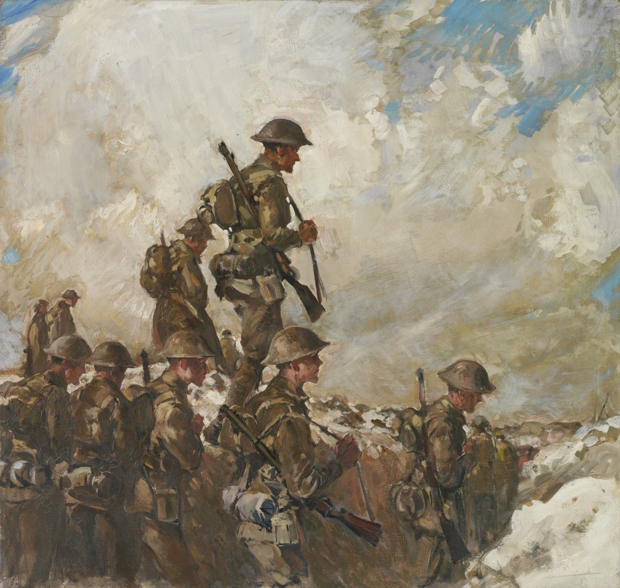 Mehujen kautta Pozieresiin, n. 1918 (öljy kankaalle) tekijältä Frank Crozier