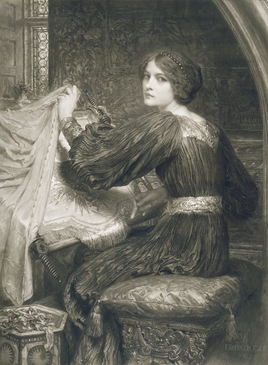 Penelope, kaiverrus Norman Hirst (1862-n. 1955) pub. kirjoittanut Frost ja Reed, 1903 (mezzotint) tekijältä Frank Dicksee