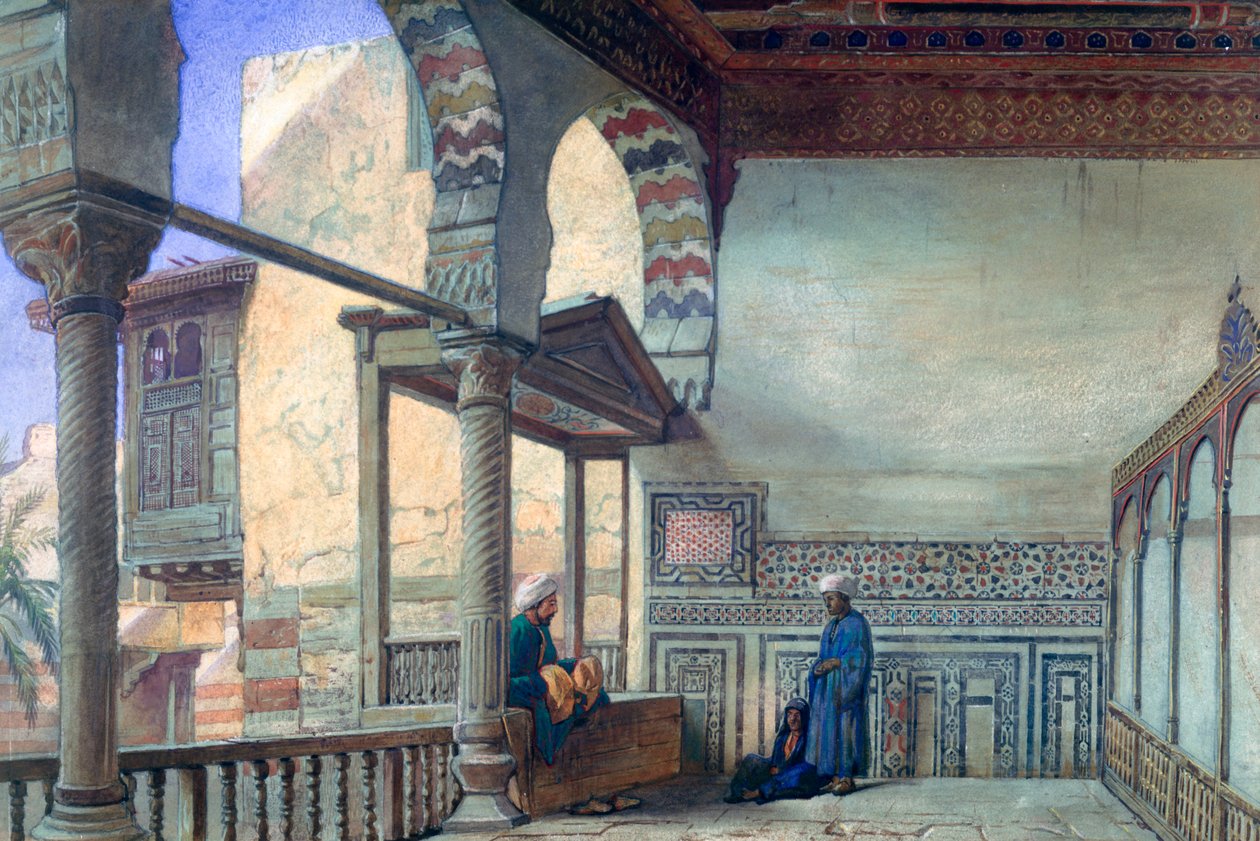 Loggia, kesävastaanotto, Memlook Radnau Beys House, Kairo, 1870 tekijältä Frank Dillon