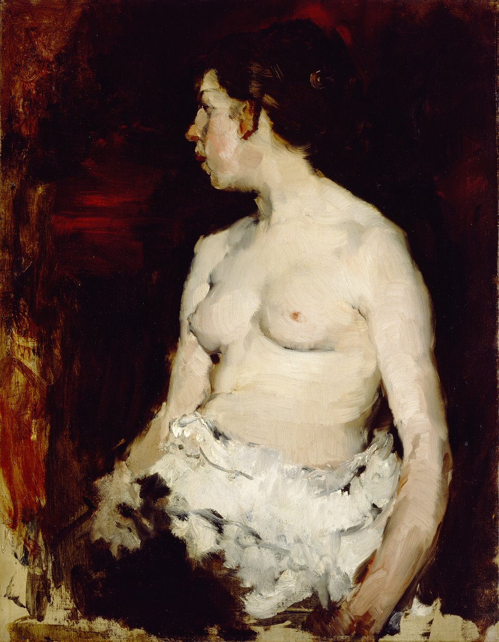 Istuva alastonkuva, n. 1879 tekijältä Frank Duveneck