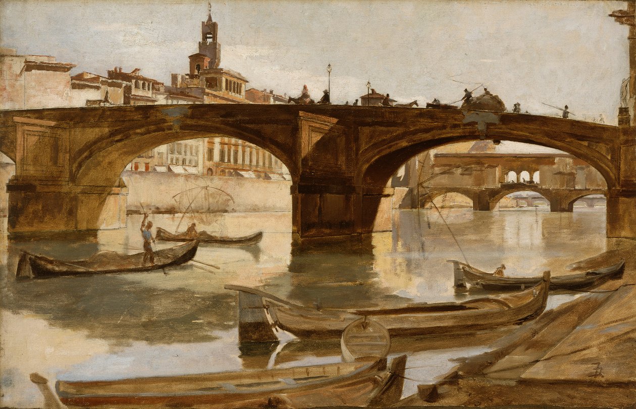 Sillat: 1880 (öljy kankaalle kiinnitettynä laminoidulle kartongille). tekijältä Frank Duveneck
