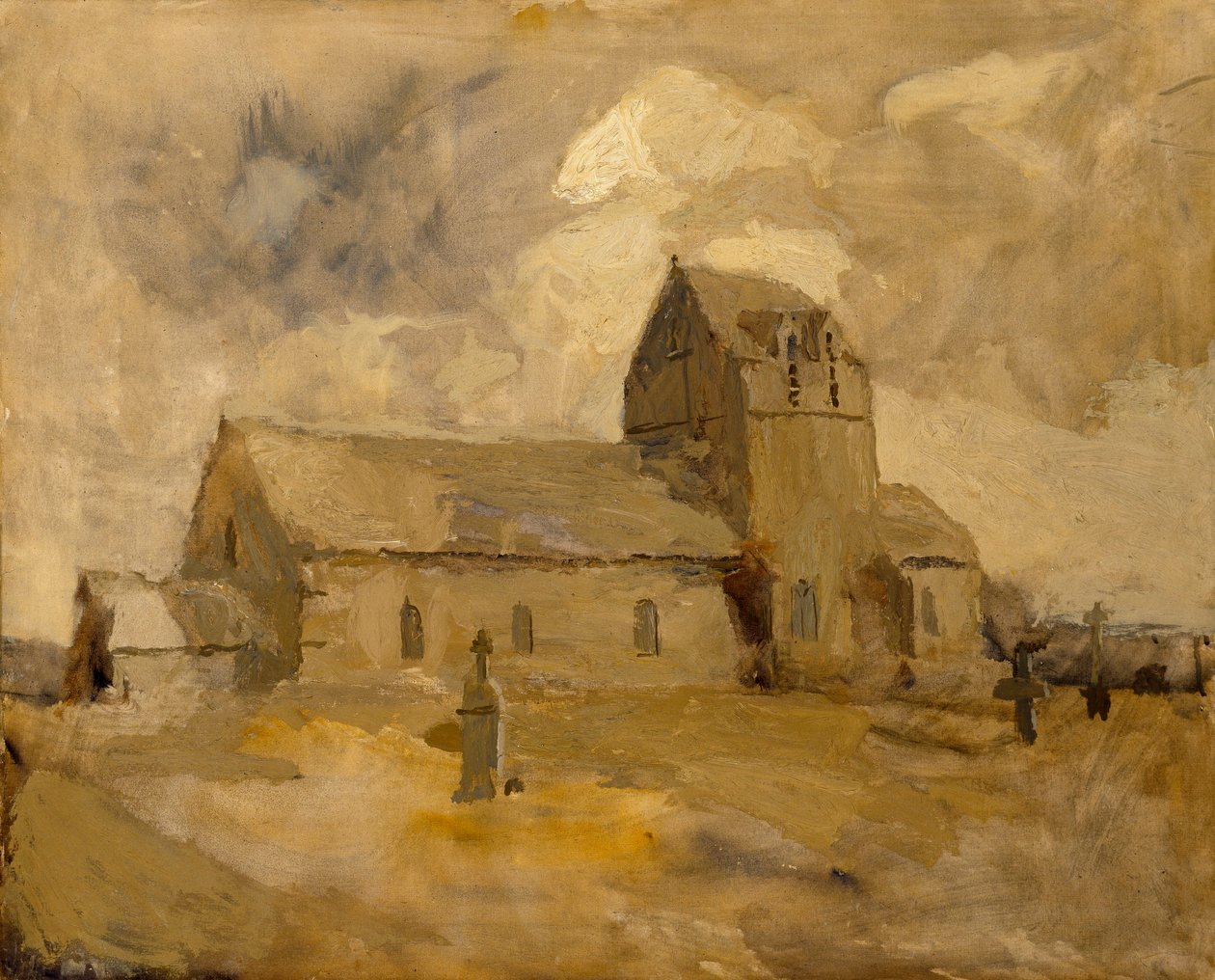 Kyläkirkko ja hautausmaa, Bretagne tekijältä Frank Edwin Scott