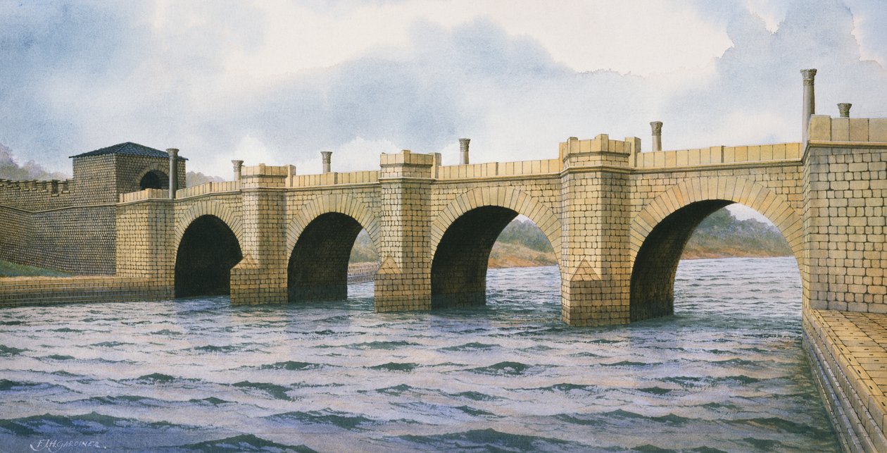 Hadrianuksen seinä Chesters Bridge Abutment, 200-luku, n. 1990-2010 tekijältä Frank Gardiner