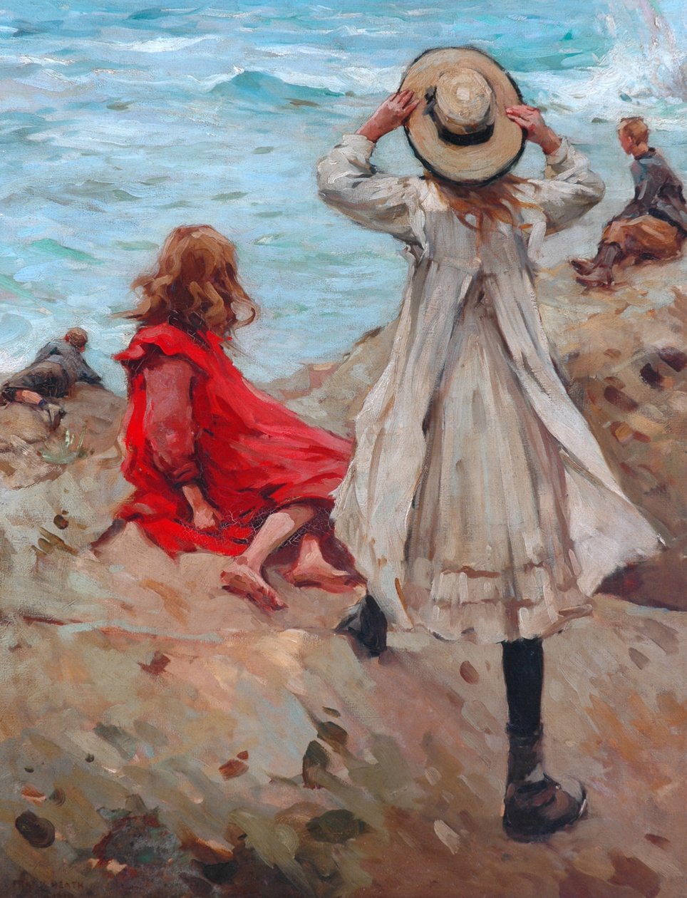 Lapsia meren rannalla, 1910 tekijältä Frank Gascoigne Heath