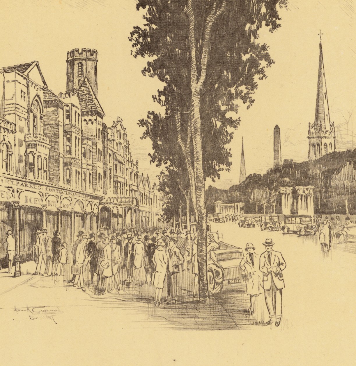 Southport, Lord Street (litografia) tekijältä Frank Greenwood