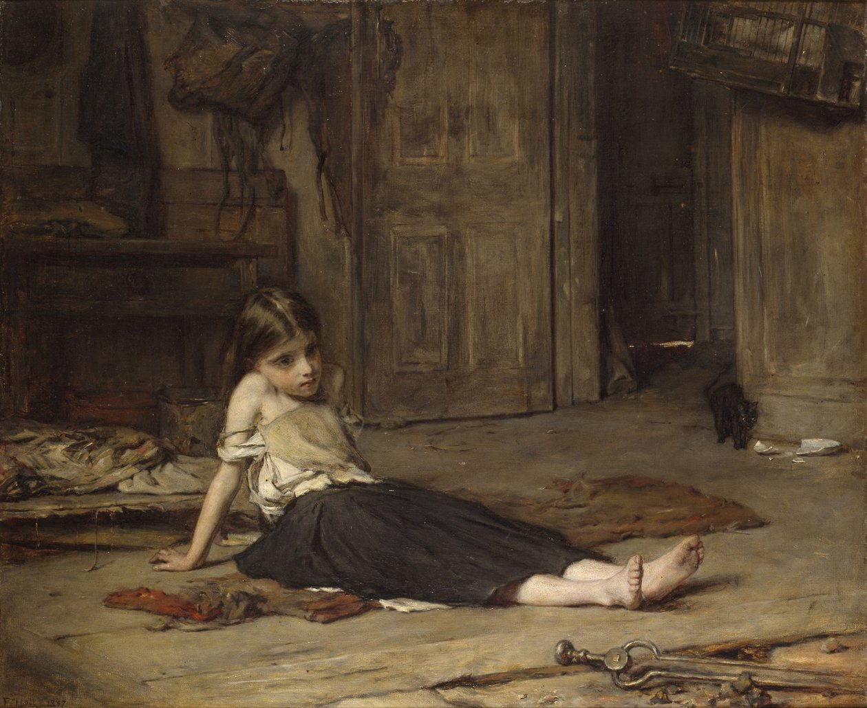 Tyttö takan rannalla, 1867 tekijältä Frank Holl