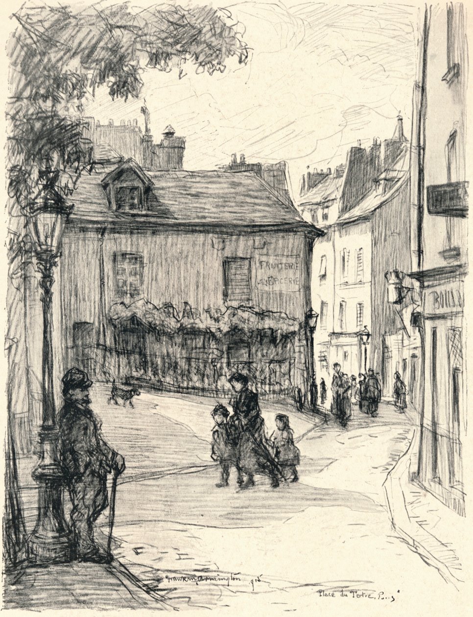Place du Tertre, Montmartre, 1915 tekijältä Frank Milton Armington