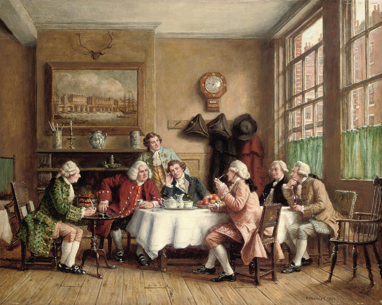 Tohtori Johnson Cheshire Cheese -ravintolassa, Fleet Streetillä tekijältä Frank Moss Bennett