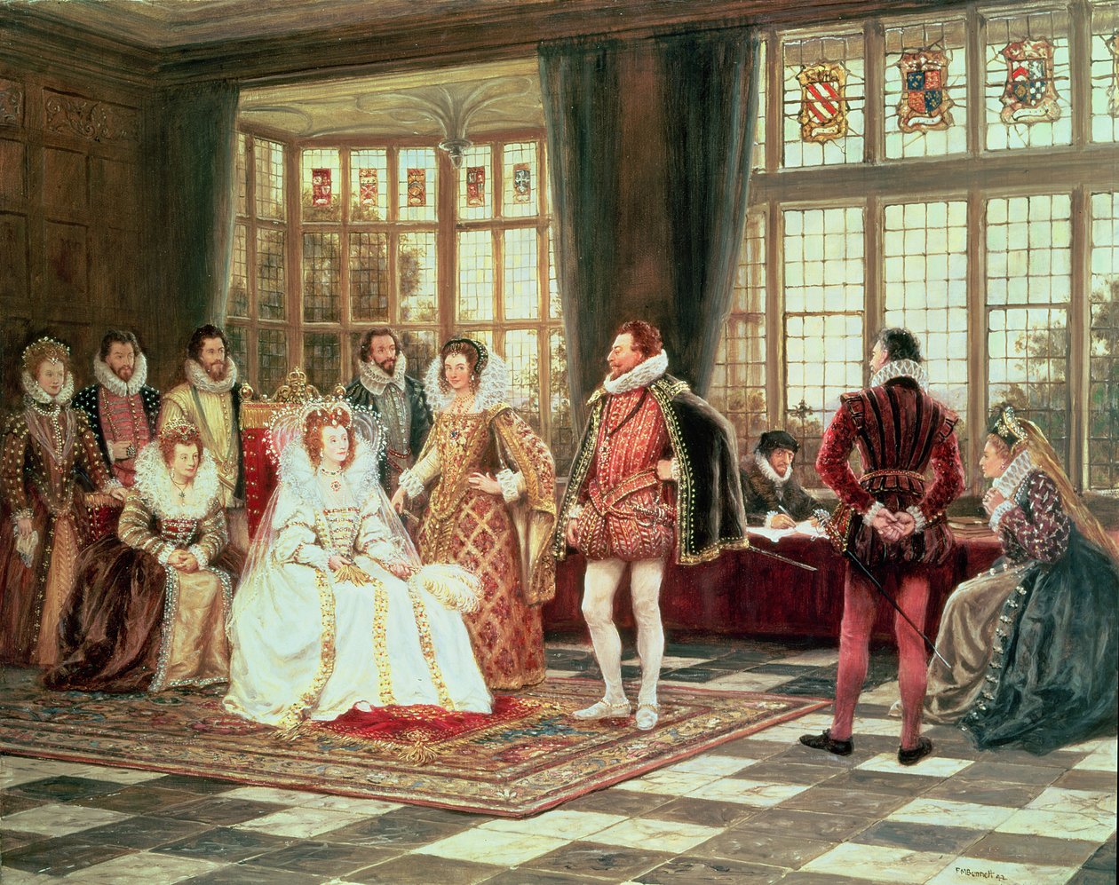 Kuningatar Elisabet I (1533-1603) hovissa tekijältä Frank Moss Bennett
