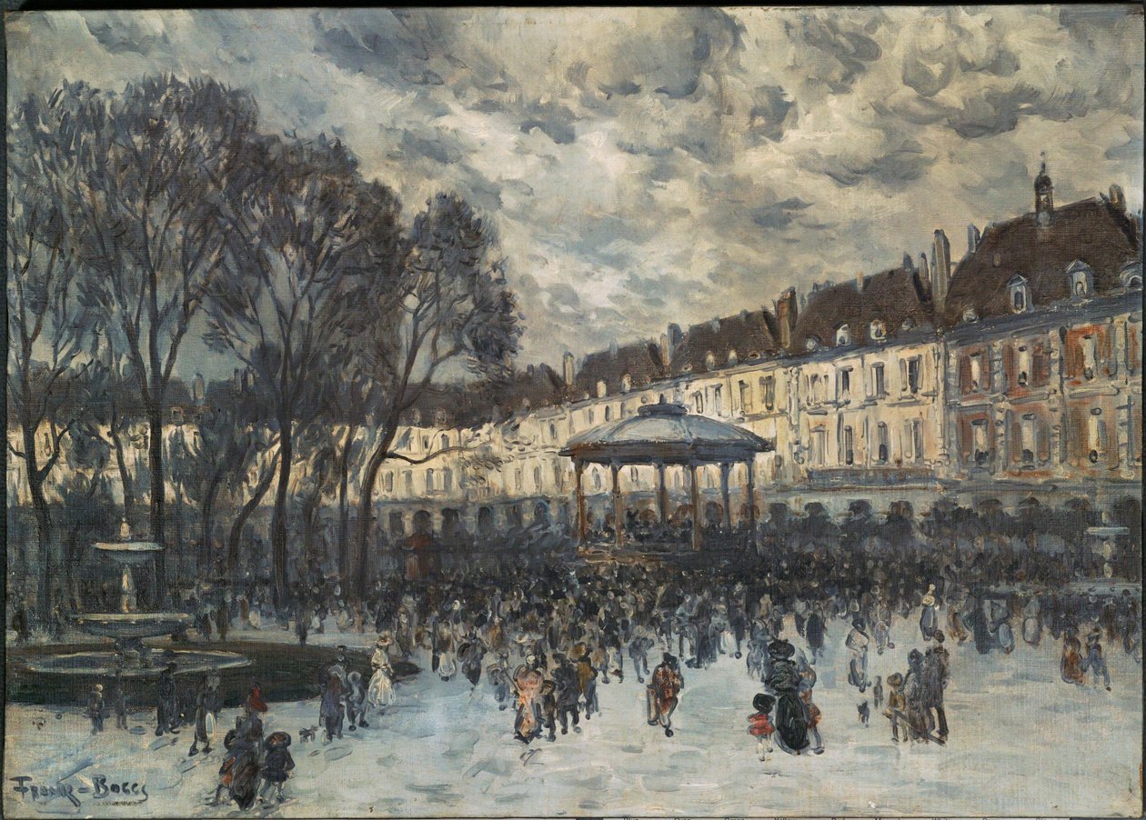 La Place des Vosges un jour de musique - Place de Vosges, Pariisi, konserttipäivä ... (maalaus kankaalle) tekijältä Frank Myers Boggs