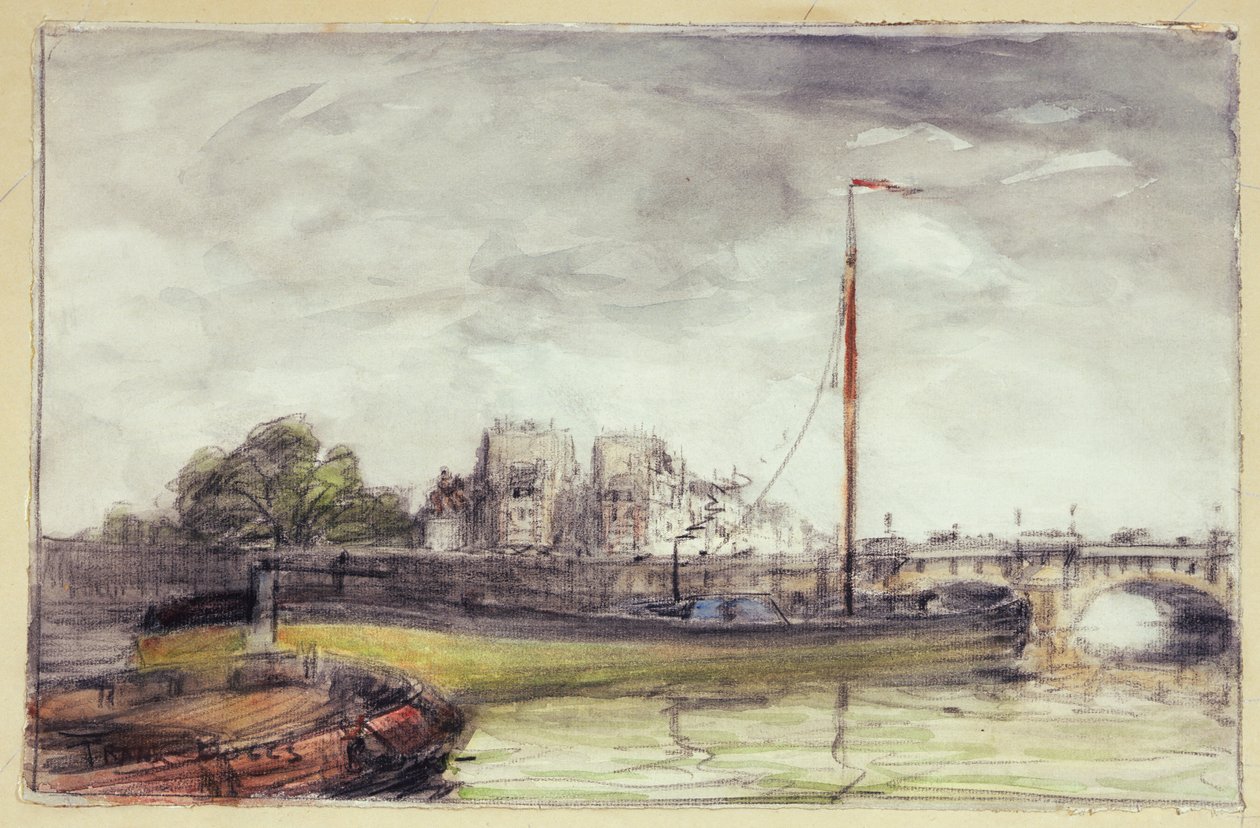 Le Pont-Neuf (guassi ja hiili paperille) tekijältä Frank Myers Boggs