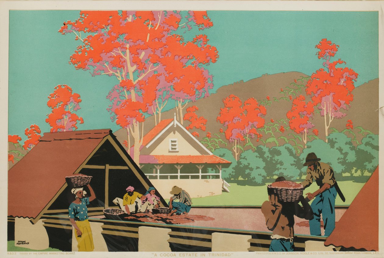 Cocoa Estate Trinidadissa (väri litho) tekijältä Frank Newbould