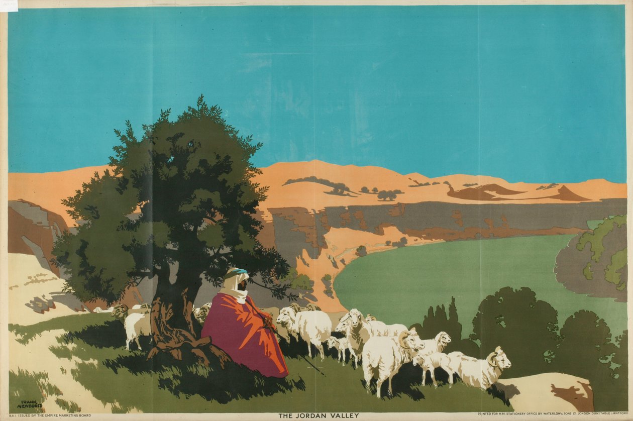 Jordan Valley, sarjasta "Buy Jaffa Oranges" (väri litho) tekijältä Frank Newbould