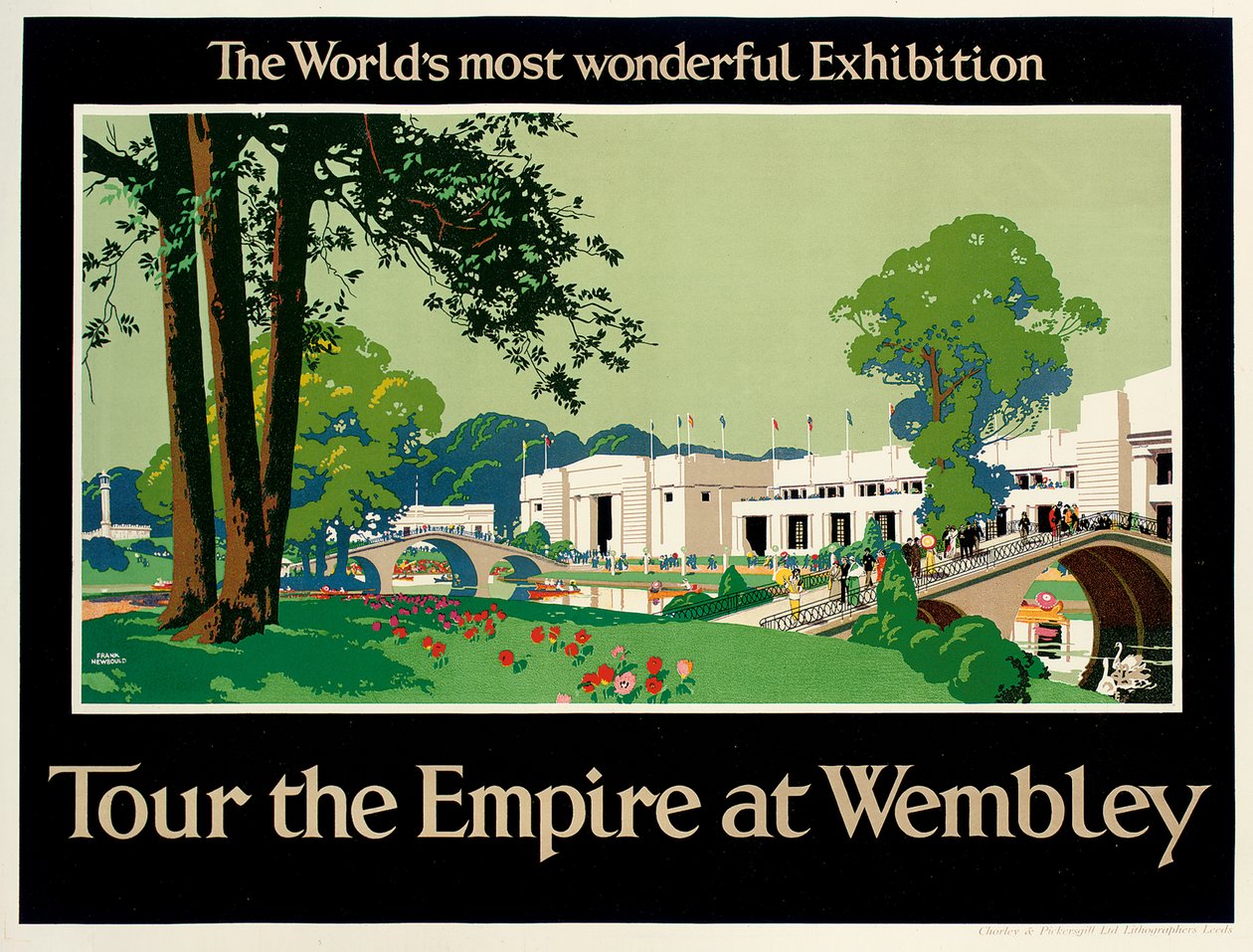 "Tour the Empire at Wembley", juliste, joka mainostaa British Empire -näyttelyä tekijältä Frank Newbould