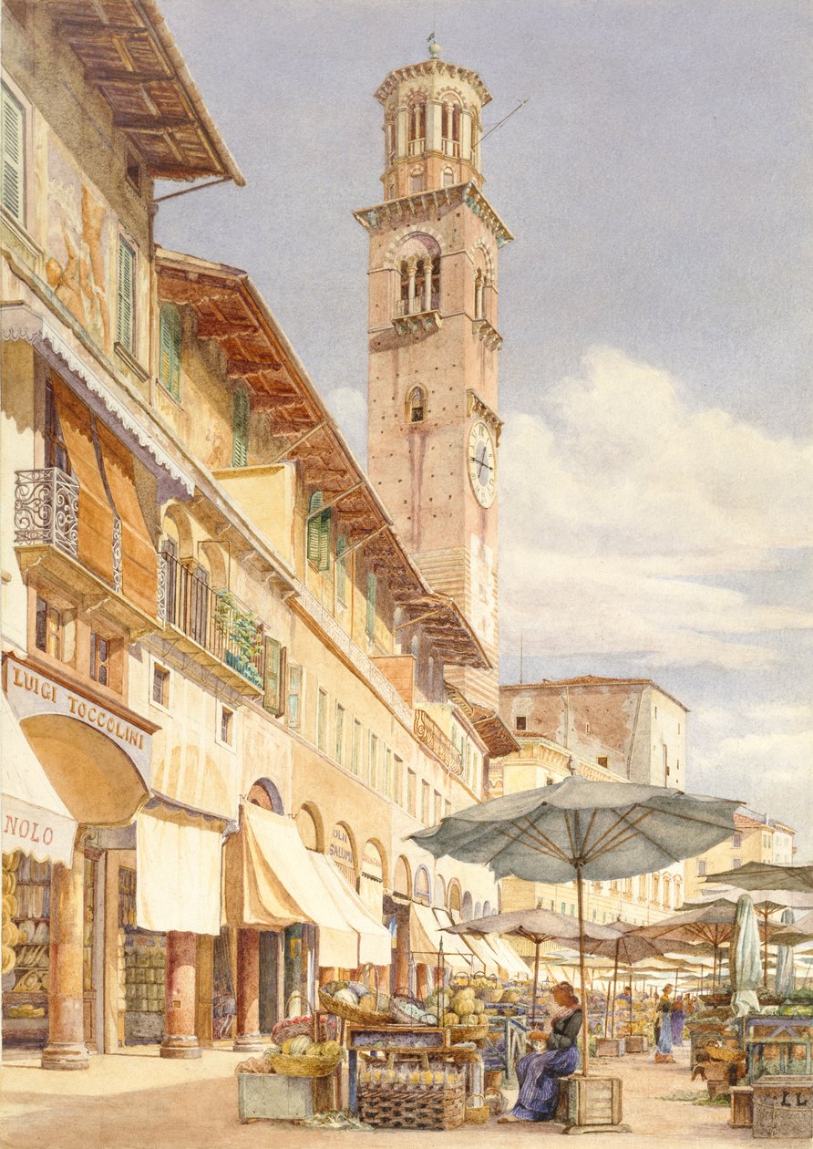 Piazza delle Erbe, Verona, kesä-syyskuu 1884 tekijältä Frank Randal
