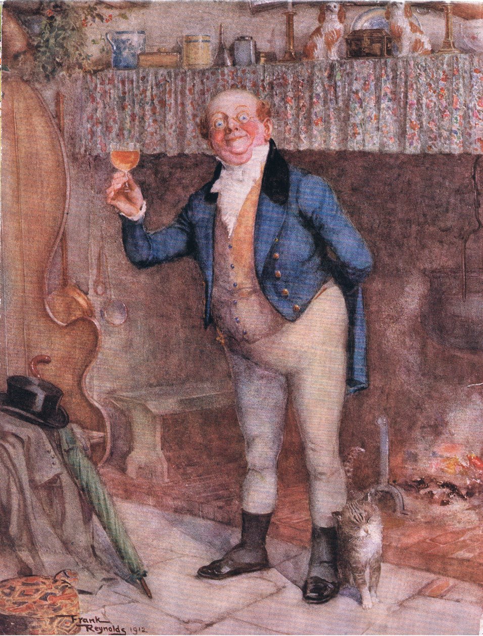 Mr Pickwick (Pickwickin kirjat) (värilitografia) tekijältä Frank Reynolds