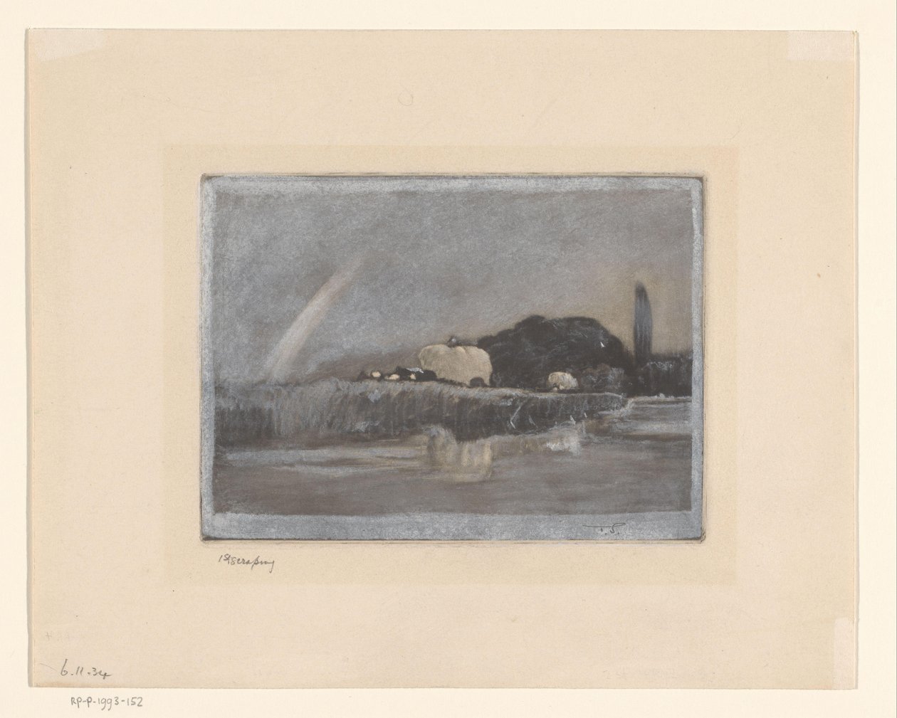 Heinäpaalit vaunuissa Thames-joen rannalla Heinänteko Thamesissa lähellä Wargravea tekijältä Frank Short (signed by artist)