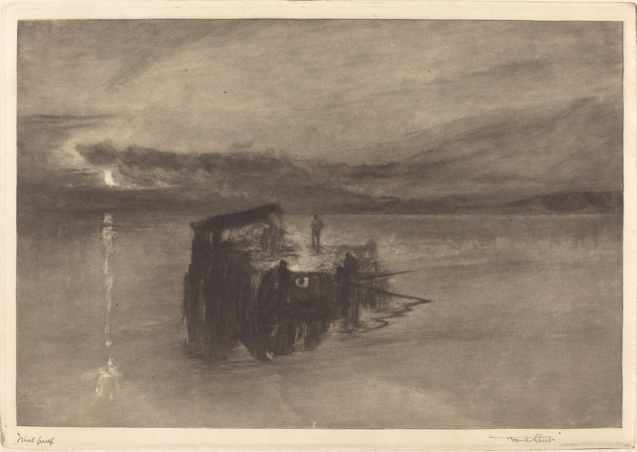 Puulautta Reinillä tekijältä Frank Short, after Joseph Mallord William Turner