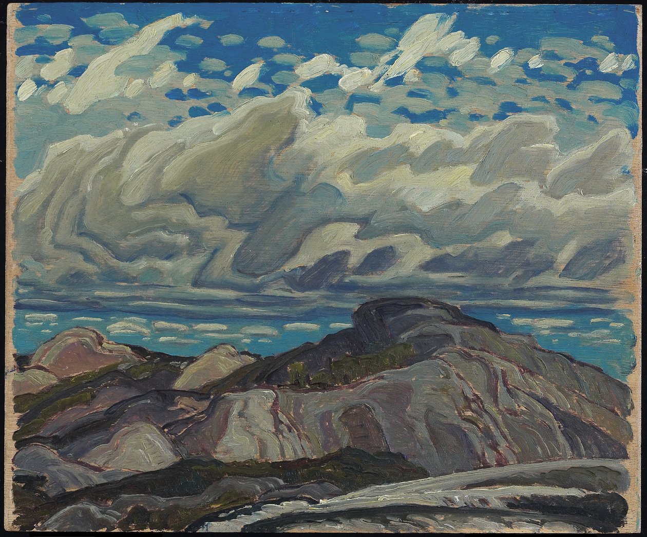 lokakuu, Cranberry Hills, 1943 (öljy vanerilevylle) tekijältä Franklin Carmichael