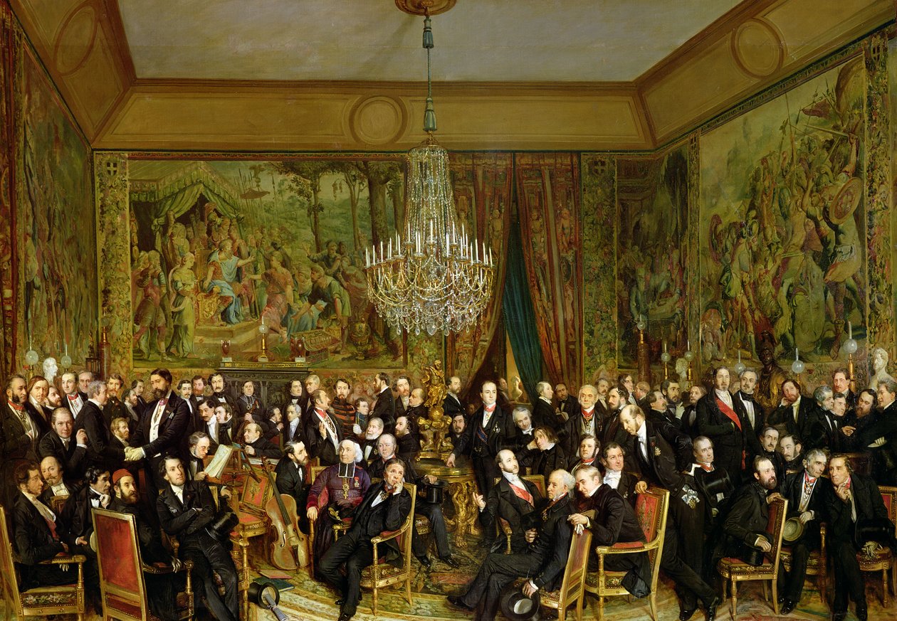 Alfred Emilien, Comte de Nieuwerkerken (1811-92) salonki Louvressa, 1855. tekijältä François Auguste Biard