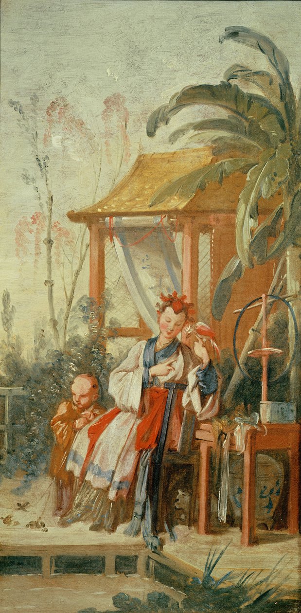 Kiinalainen puutarha, opiskelu kuvakudossarjakuvaa varten, n. 1742 tekijältä François Boucher