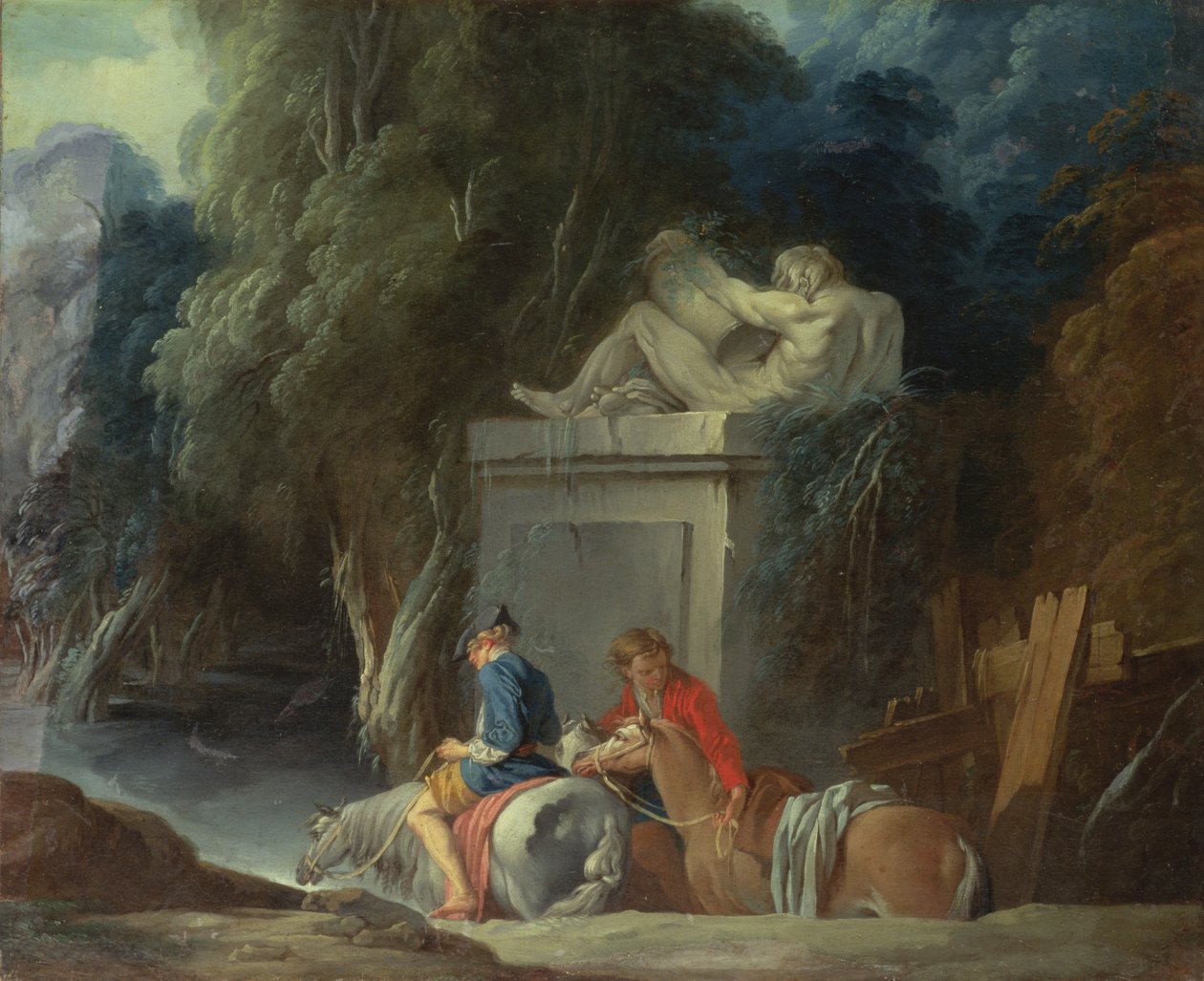 Fordin ylittäminen, 1730-luvun loppu (alkuperäisen maalauksen oikea puolisko 73441) tekijältä François Boucher