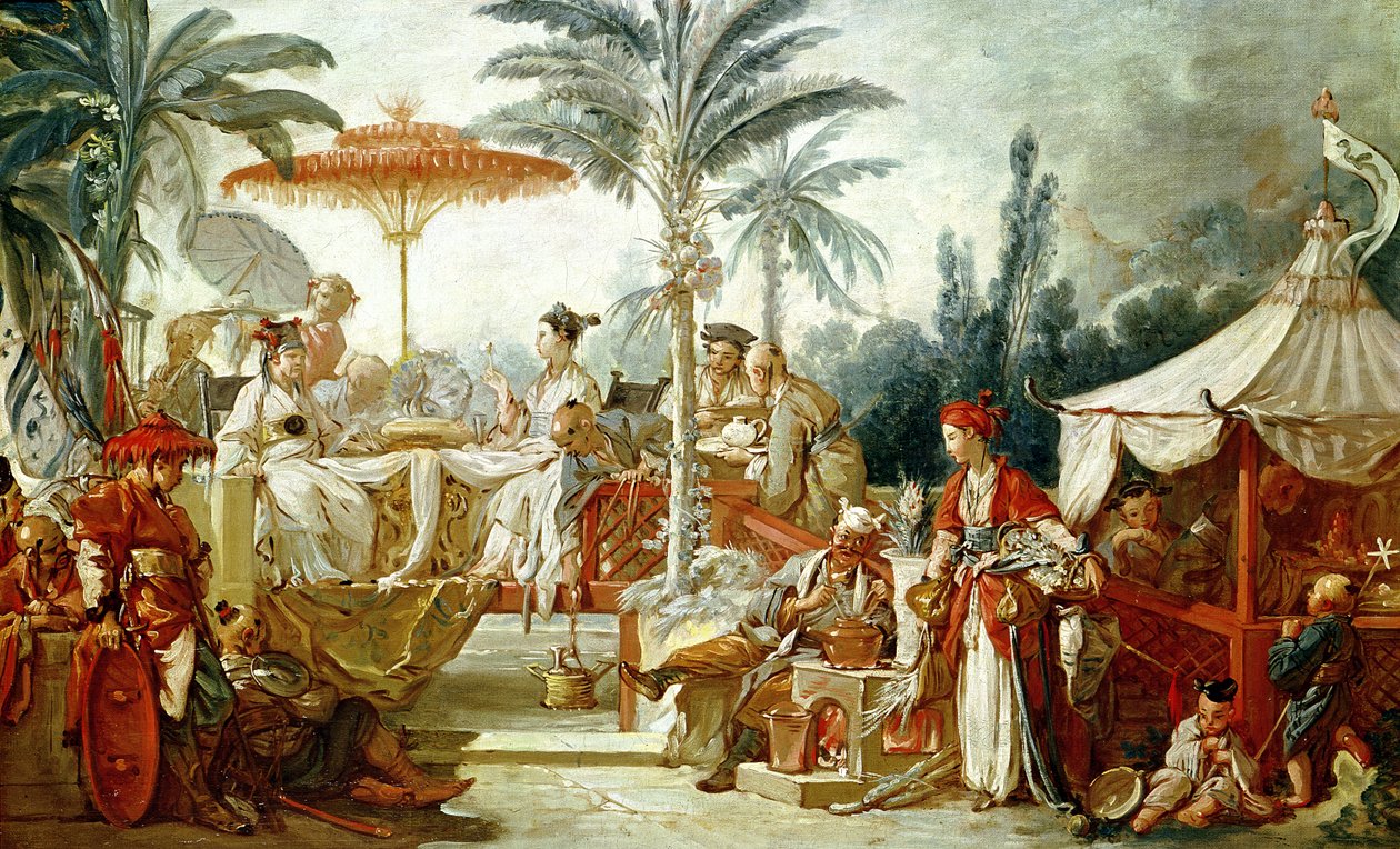 Kiinan keisarin juhla, kuvakudoksen sarjakuva, n. 1742 tekijältä François Boucher