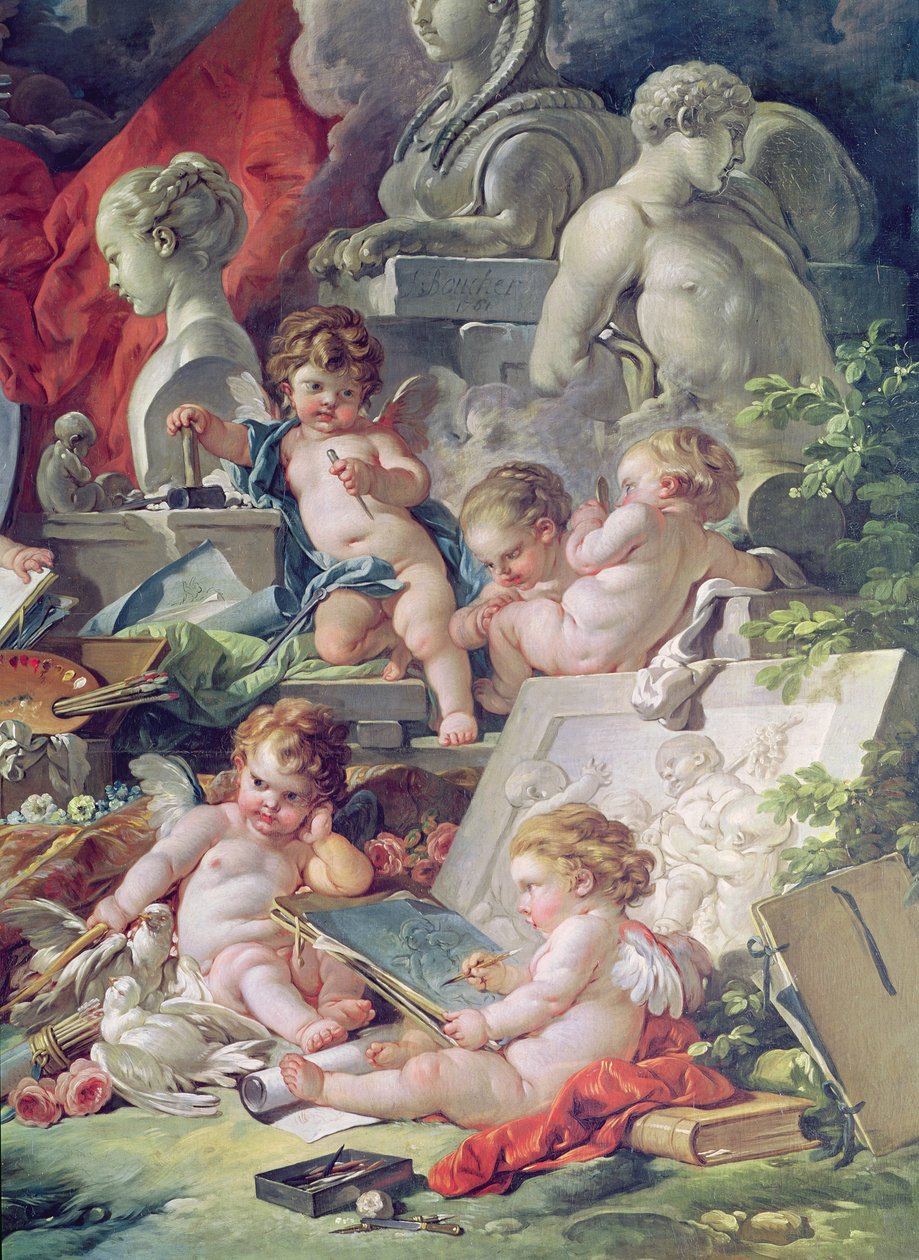 Genius Teaching the Arts, 1761 (yksityiskohta) tekijältä François Boucher