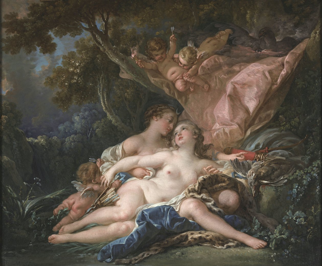 La Nymphe Callisto, Jupiter sous les traits de Diane tekijältä François Boucher